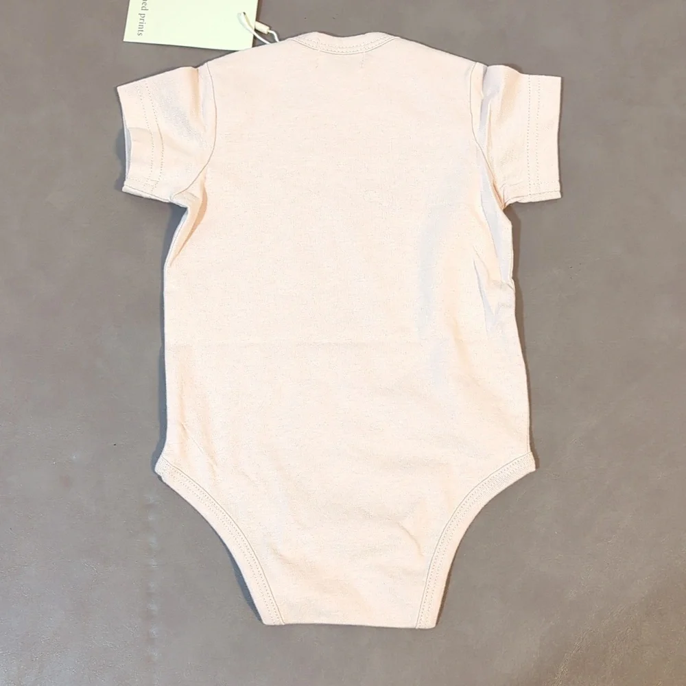 Polished Prints Onesie Bodysuit 6 Mo light pink rose colored Short Sleeve NWT